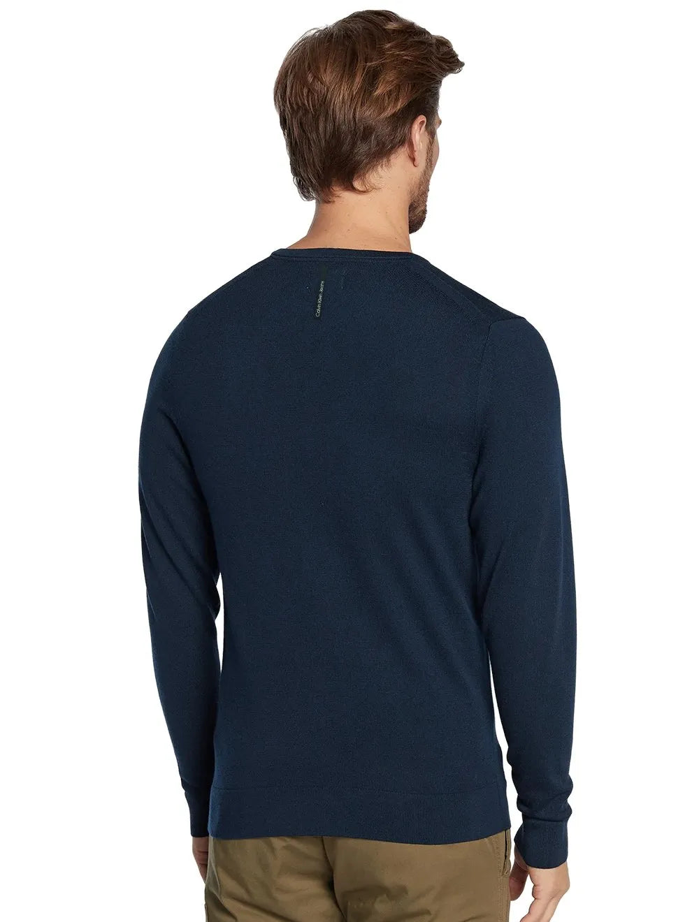 Suéter Calvin Klein Jeans Masculino Tricot Crewneck CKJ Logo Azul Marinho