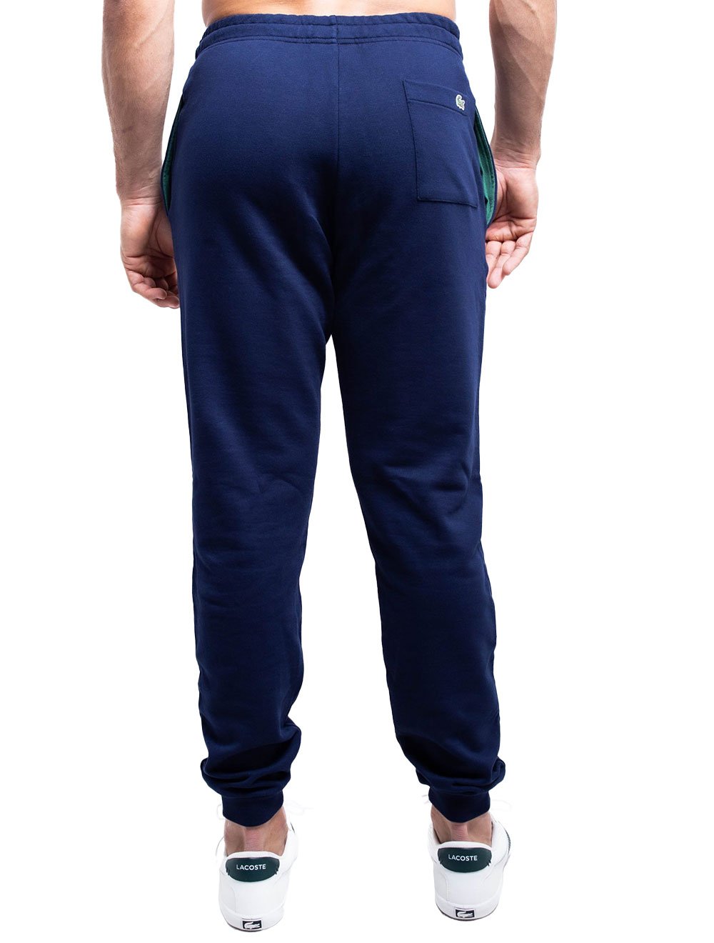 Calça Lacoste Masculina Moletom Crackled Crocodile Logo Azul Marinho