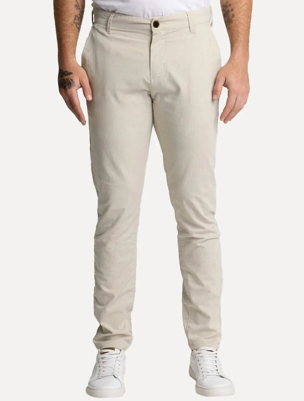 Calça King & Joe Sarja Masculina Slim Areia