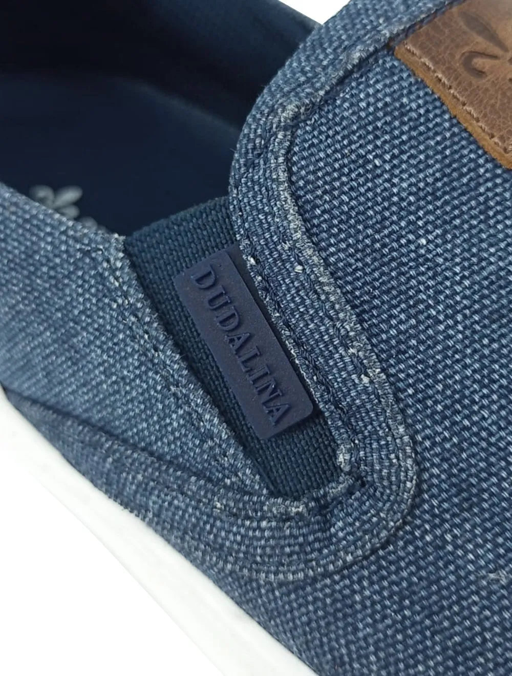 Tênis Dudalina Masculino Zara Slip On Lona Mistral Napa Logo Azul Jeans