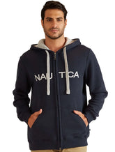 Moletom Nautica Masculino Hoodie Full-Zip Embroidered Azul Marinho