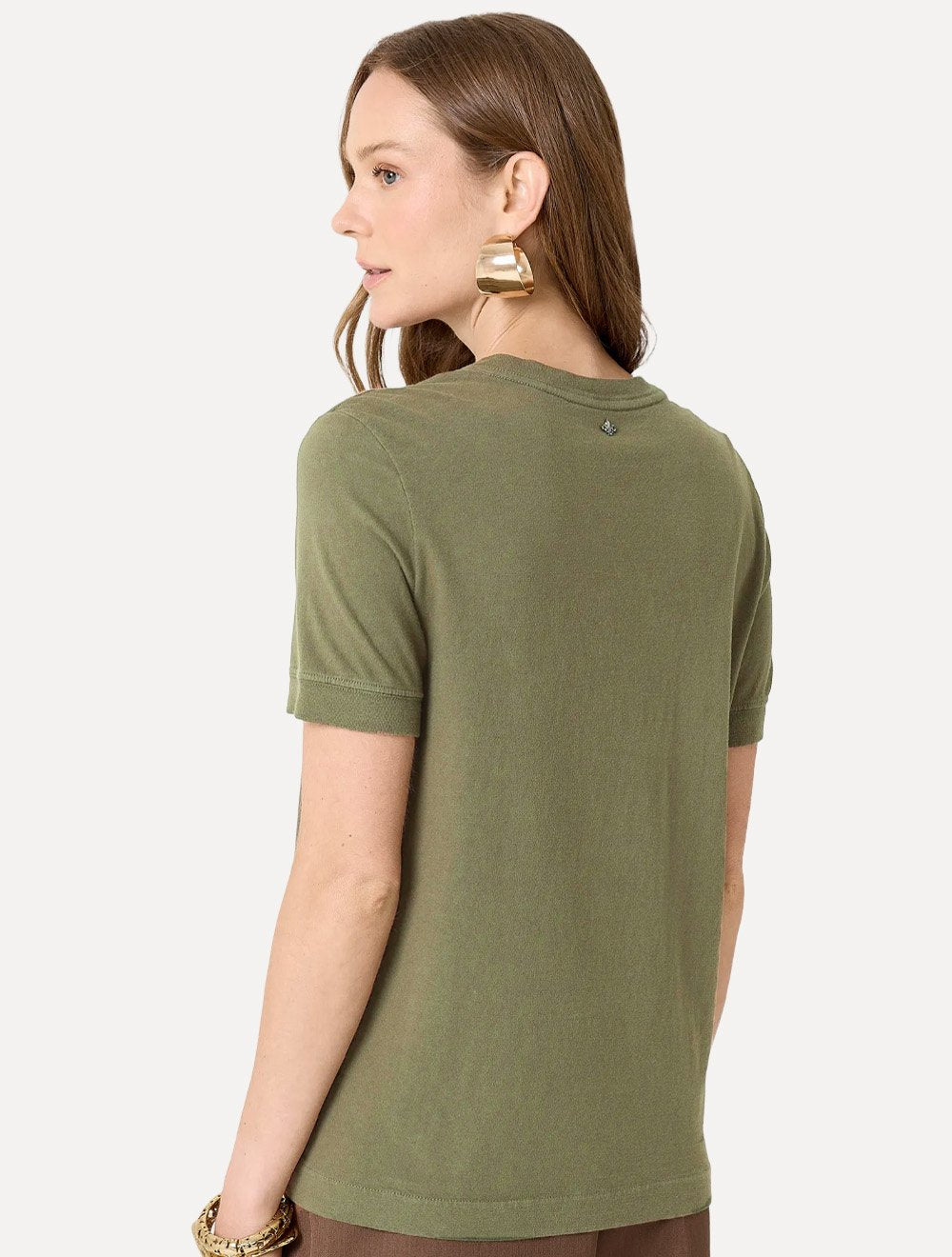 Camiseta Dudalina Feminina Amanda Silk Signature Verde Medio