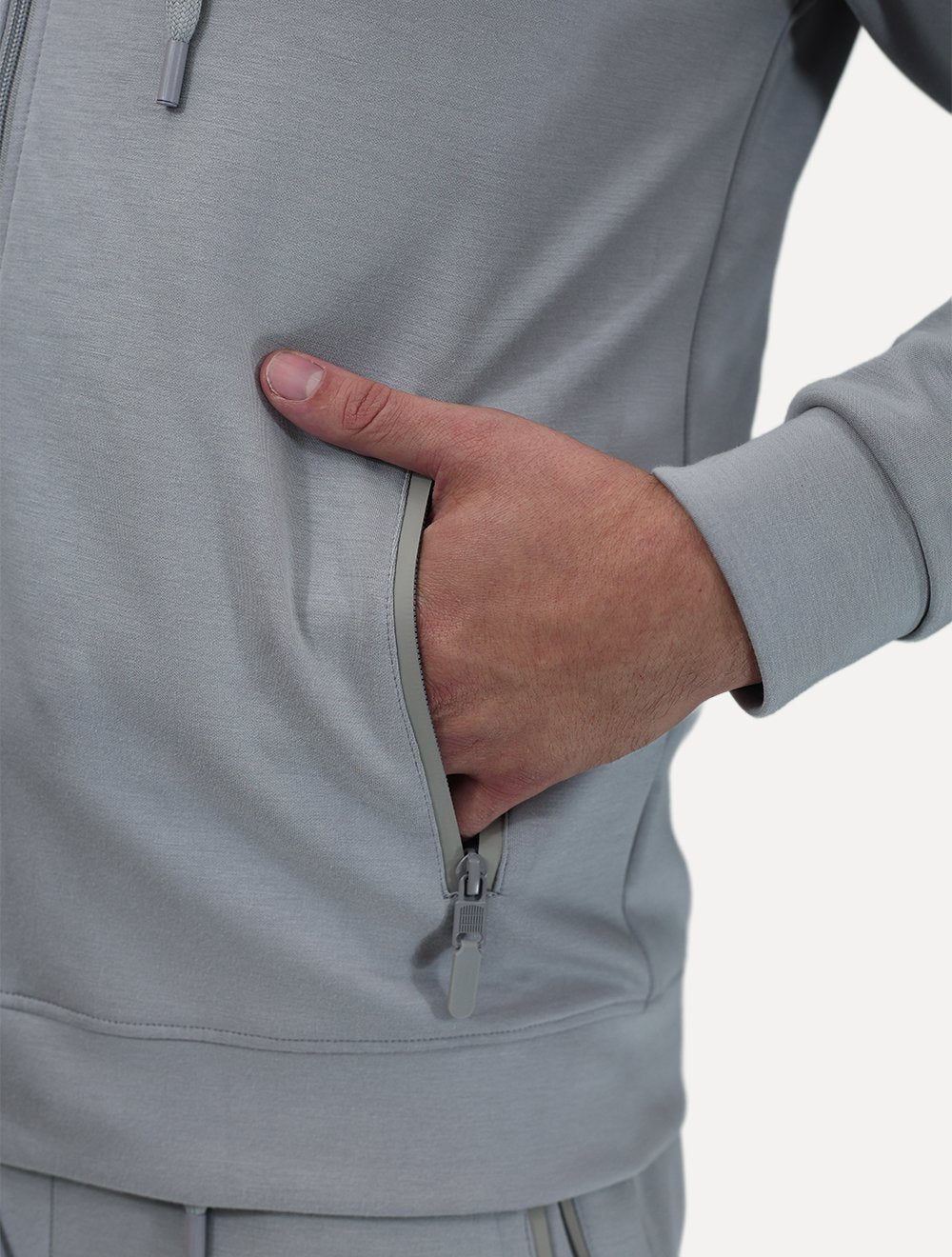 Conjunto Dixen Agasalho Moletom Jaqueta com Zíper Frontal Cinza