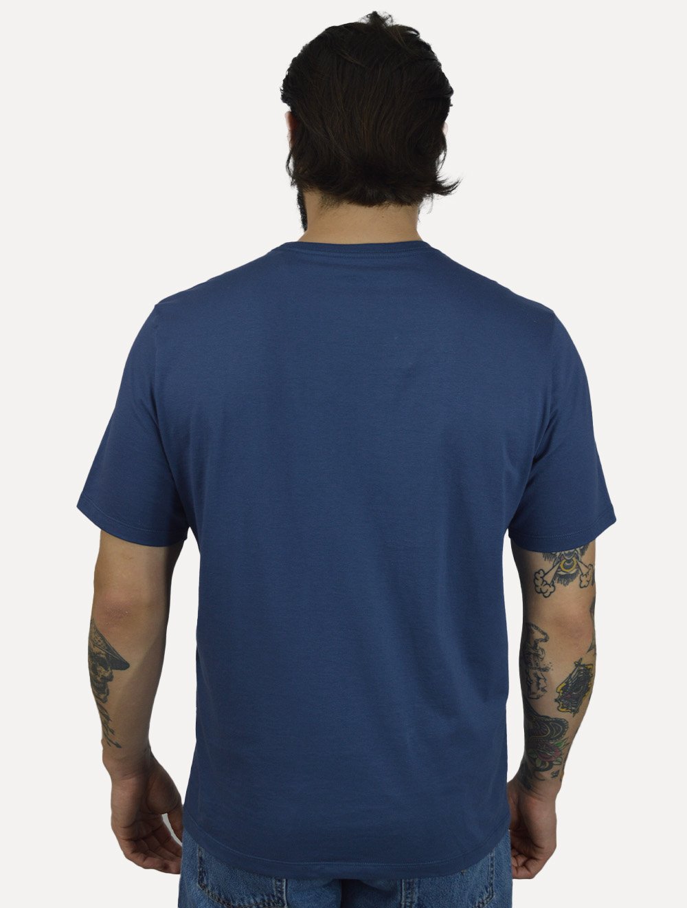Camiseta Individual Masculina Comfort Pima Soft Touch Logo Azul Médio