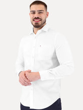 Camisa Tommy Hilfiger Masculina Regular TH Flex Textured Pocket Stretch Branco