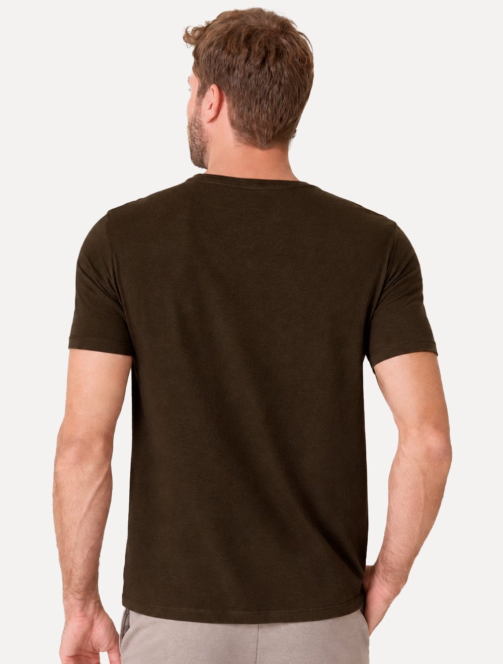 Camiseta Dudalina Masculina Essentials Mono Logo Marrom Médio