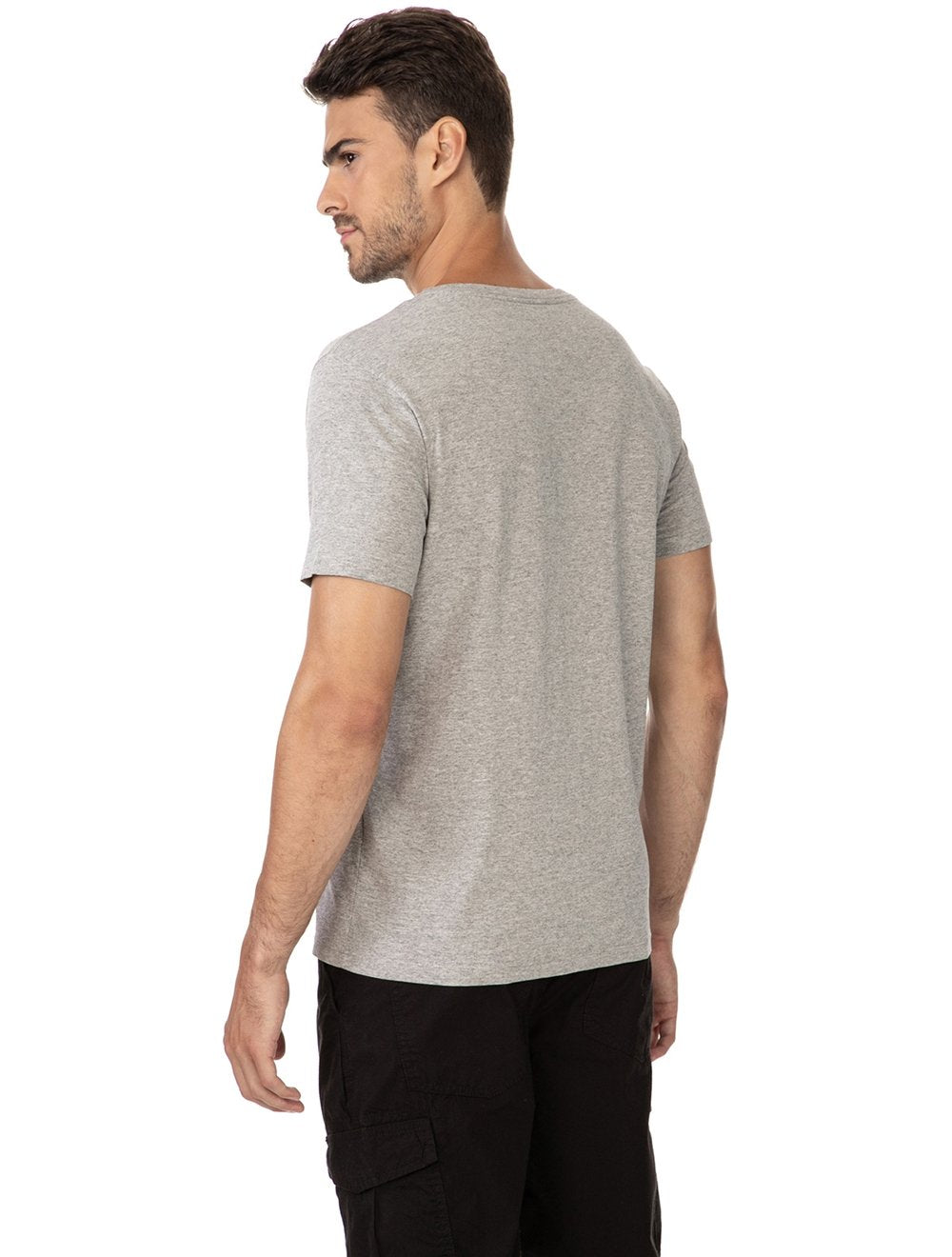 Camiseta Guess Masculina Class Hollow Duo Color Logo Cinza Mescla