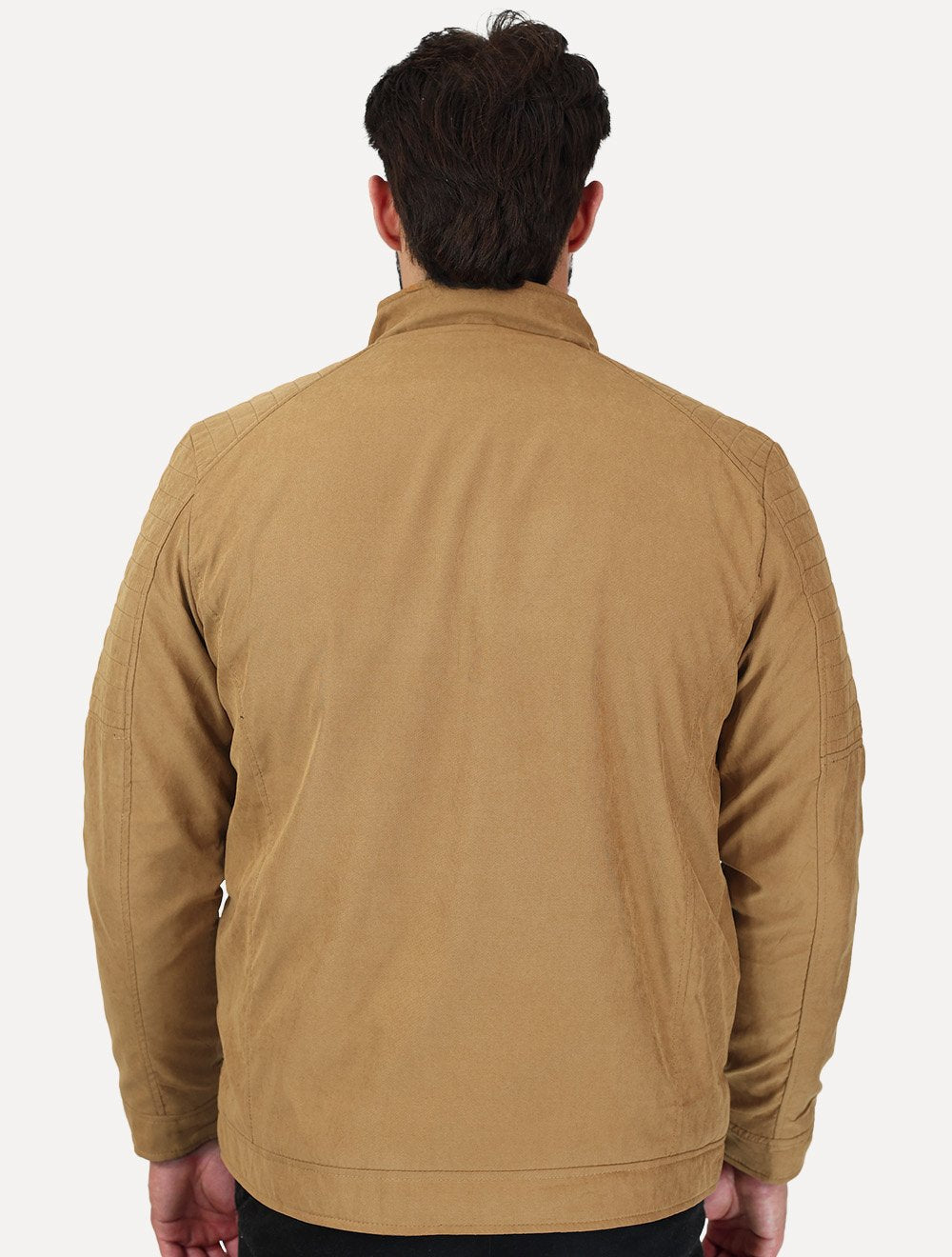 Jaqueta Dixen Masculina Sarja Forrada Zíper Frontal Pesponto nas Mangas Caramelo