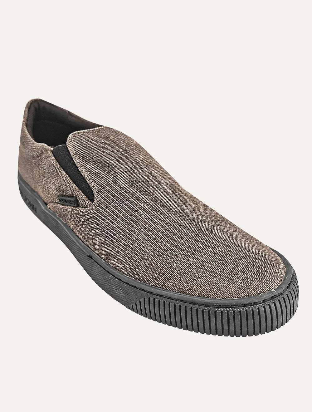 Tênis John John Masculino Slip On Miami Canvas Marrom Escuro Mescla