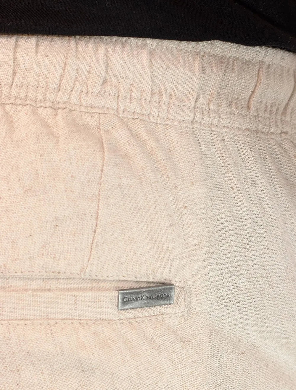 Bermuda Calvin Klein Jeans Masculina Elástico Linen Tag Cáqui Mescla