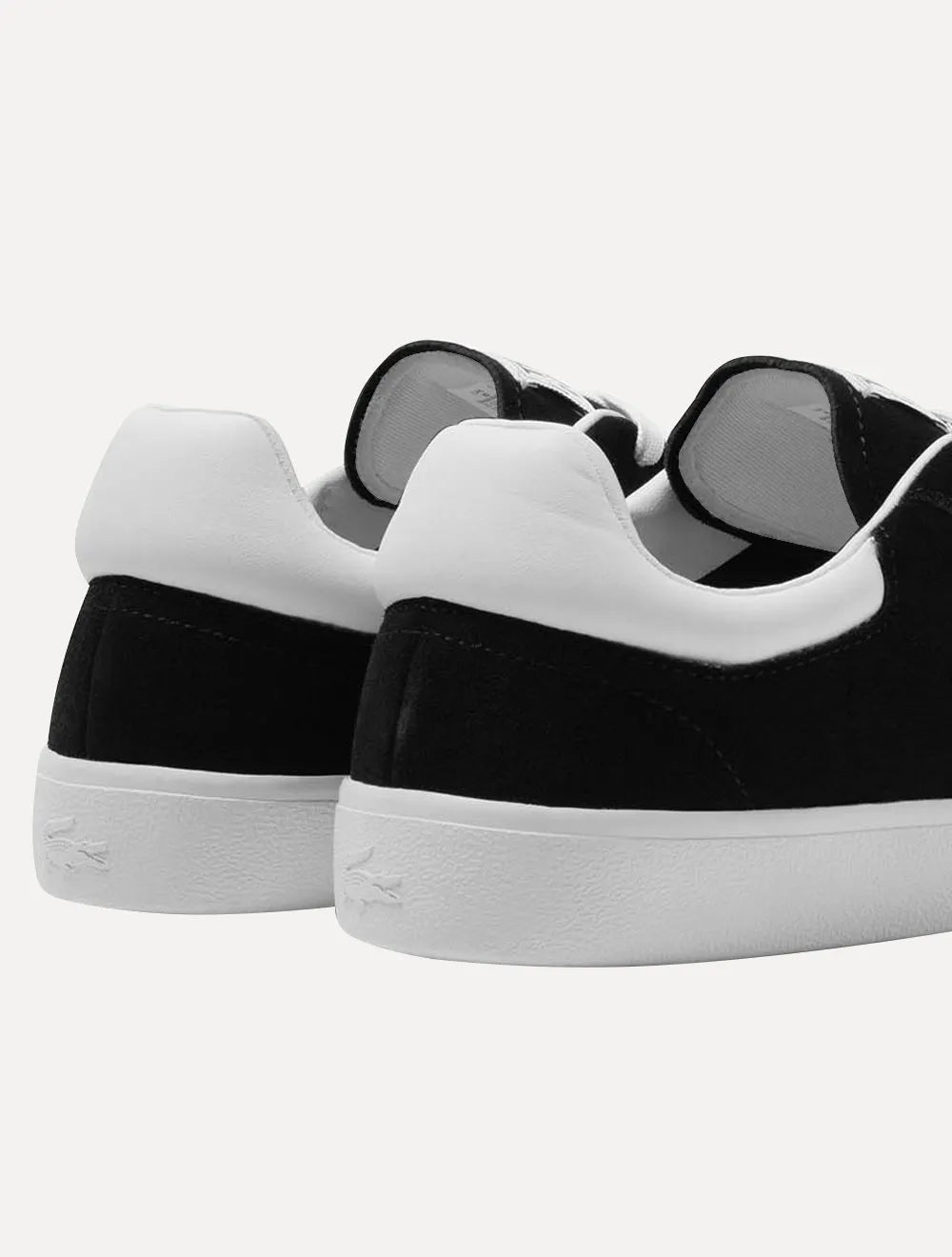 Tênis Lacoste Masculino Couro Suede Baseshot Blk/Wht Preto