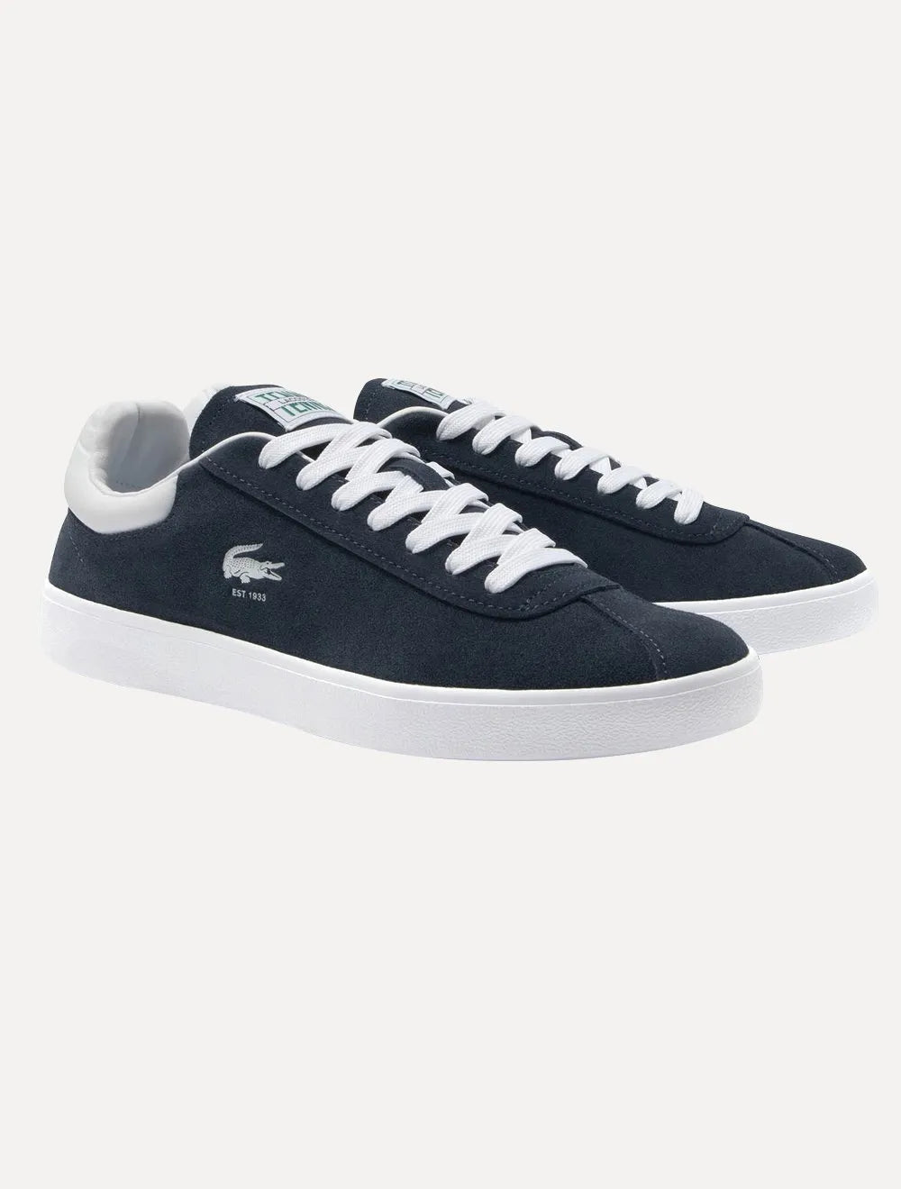 Tênis Lacoste Masculino Couro Suede Baseshot Nvy/Wht Azu Marinho