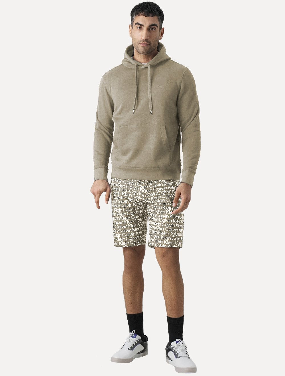 Casaco Calvin Klein Jeans Masculino Hoody Cotton CK Bordado Cáqui Médio