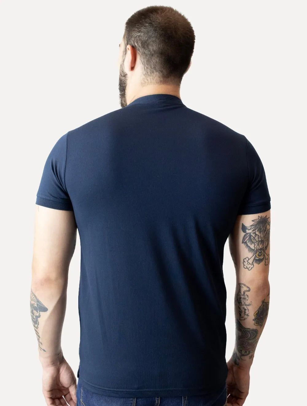 Polo Dixen Masculina Piquet Gola Padre Lisa Azul Marinho