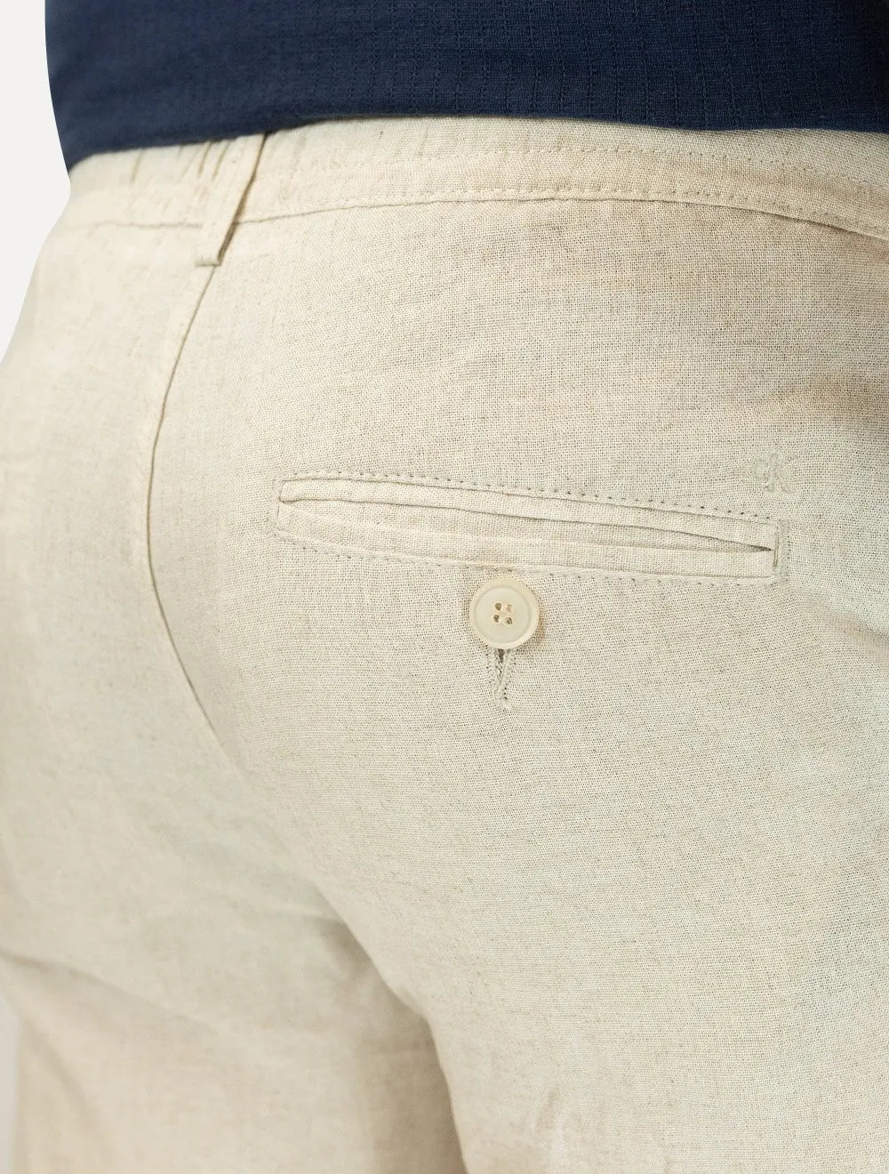 Calça Calvin Klein Masculina Linen Flamê Com Cadarço Off White