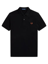 Polo Fred Perry Masculina Regular Piquet Plain Brown Logo Preta