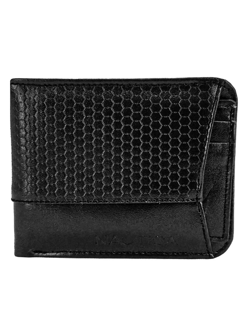 Carteira Nautica Masculina Couro Big Texture Logo Preta