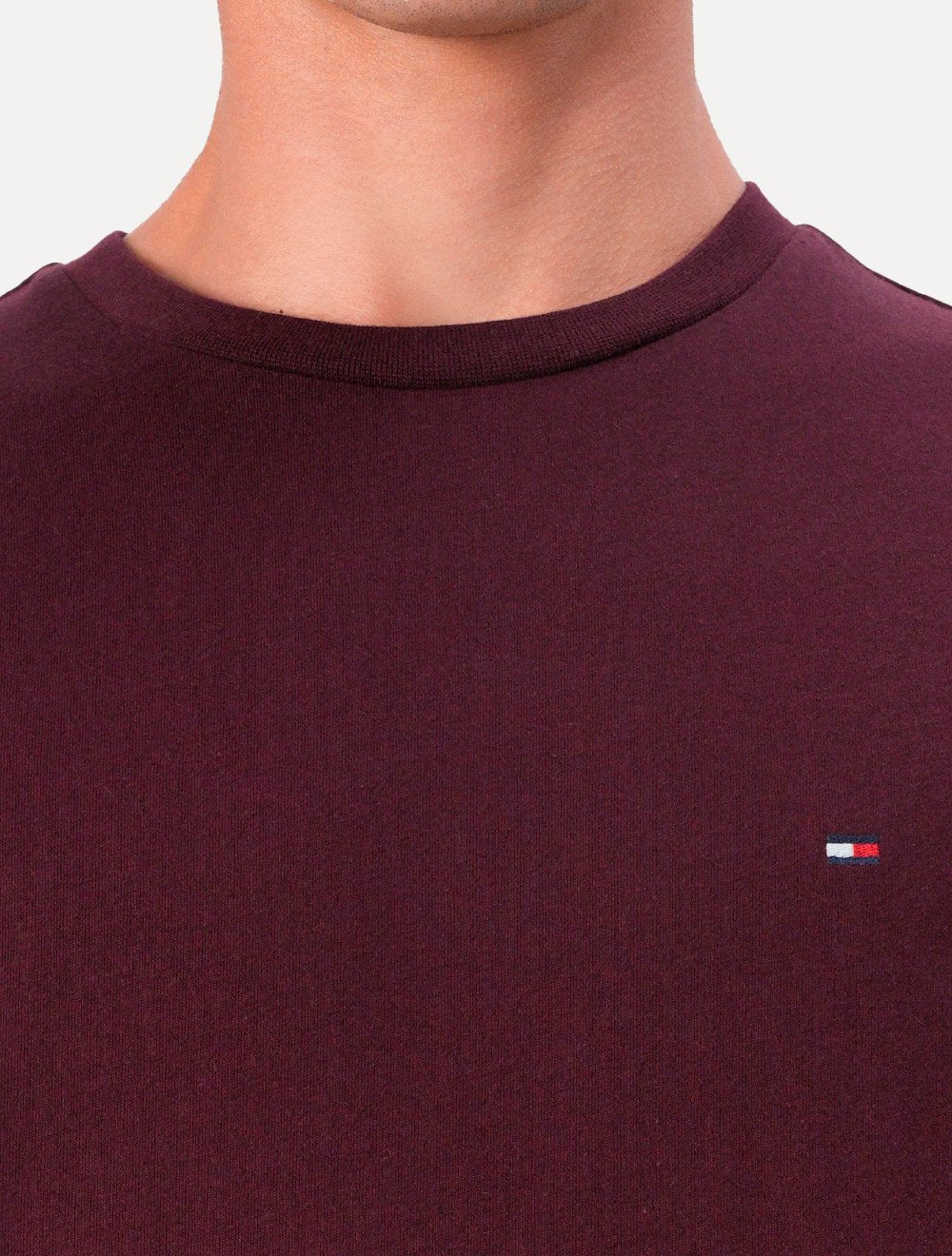 Camiseta Tommy Jeans Masculina Regular Jersey C-Neck Flag Vermelho Escuro