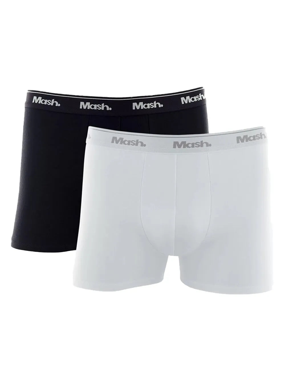Cueca Mash Boxer Cotton Basic Branca/Preta Pack 2UN