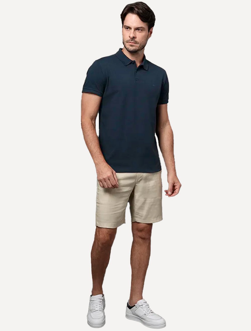 Polo Calvin Klein Masculina Piquet Regular Básica Mono Sem Friso Azul Medio