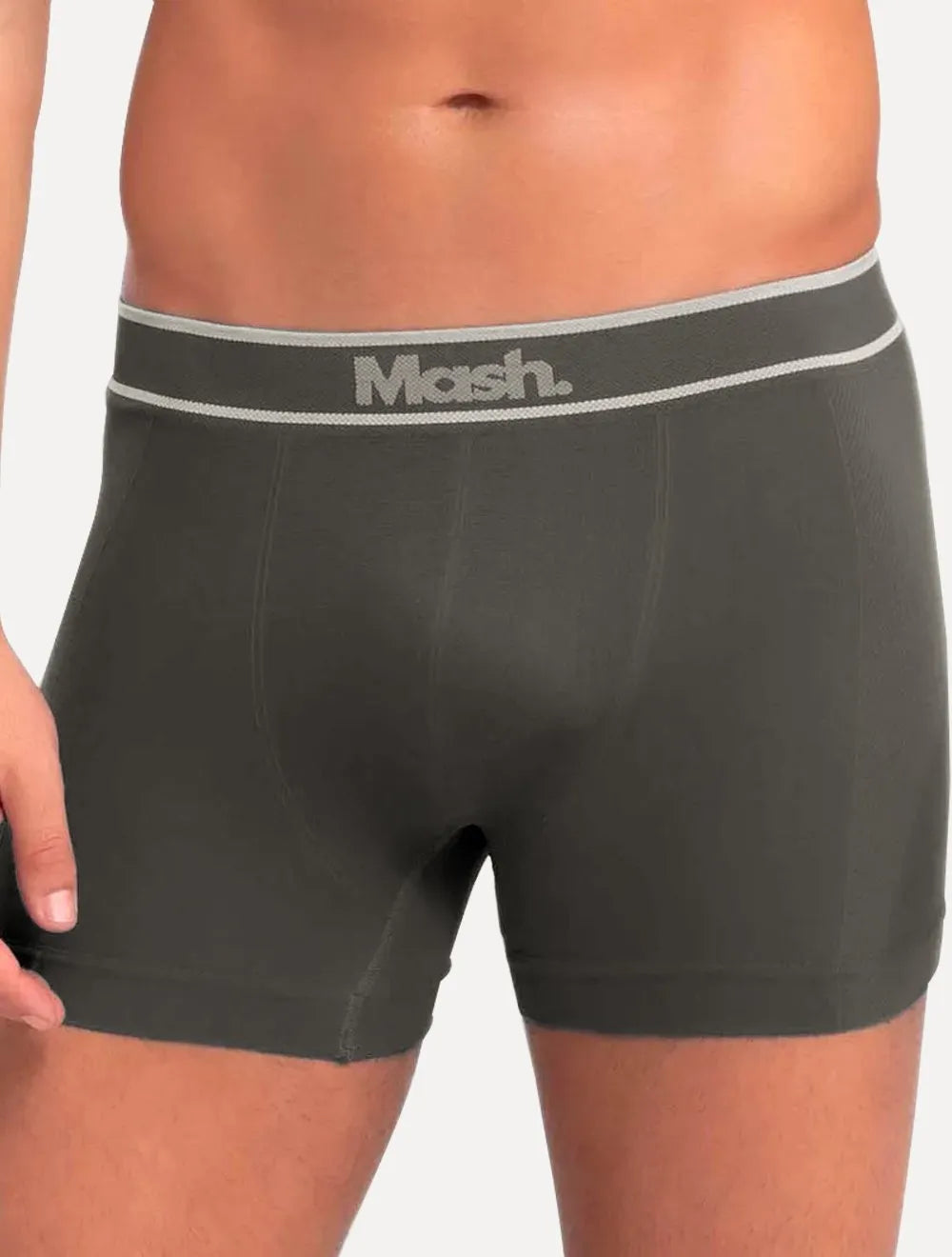 Cueca Mash Boxer Microfíbra Seamlss Gray Sash Branca/Chumbo Pack 2UN