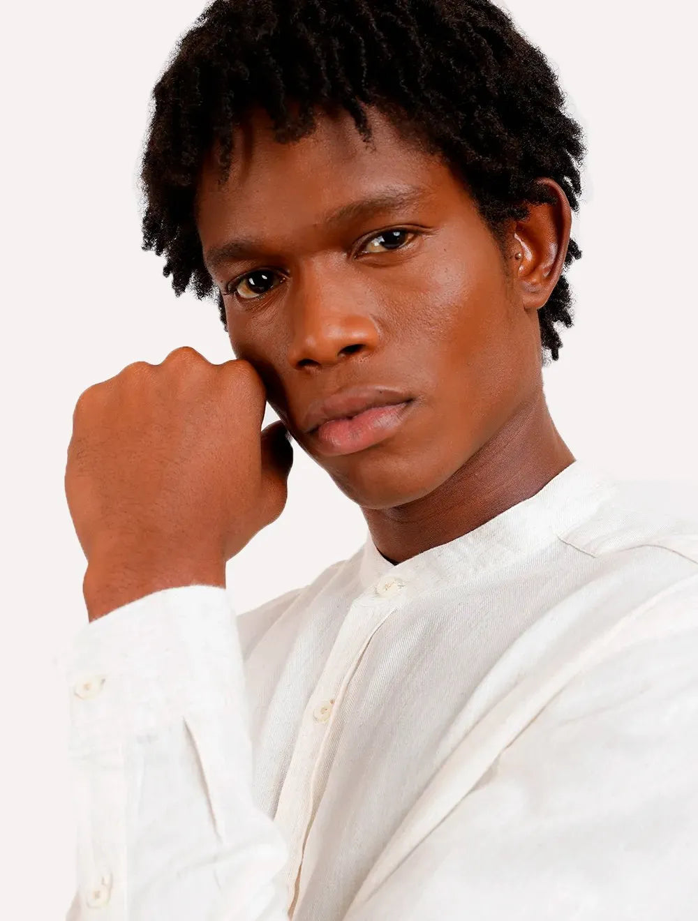 Camisa Aramis Masculina Regular Gola Padre New Linen Off-White Mescla