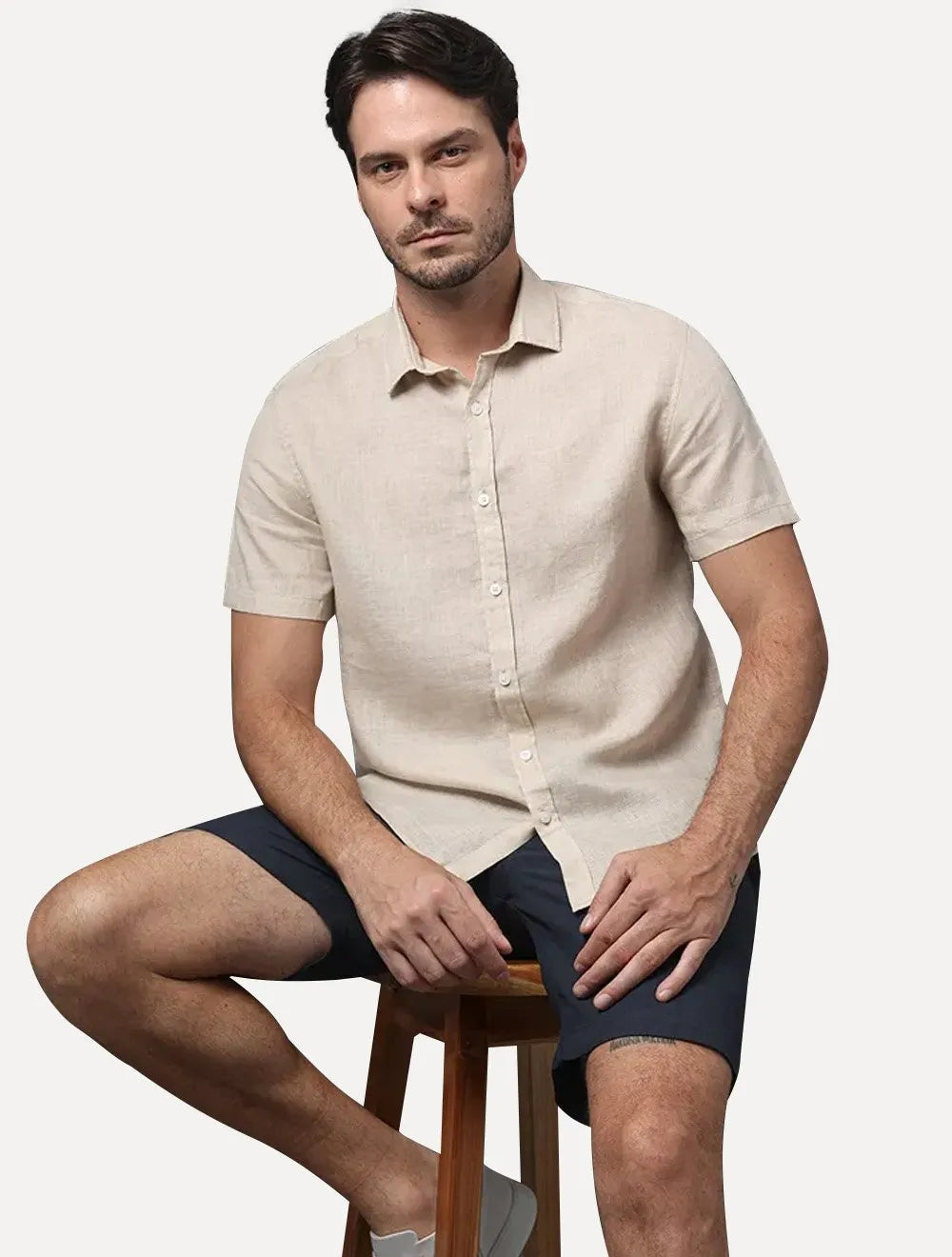 Bermuda Calvin Klein Masculina Essentials Linho Azul Marinho