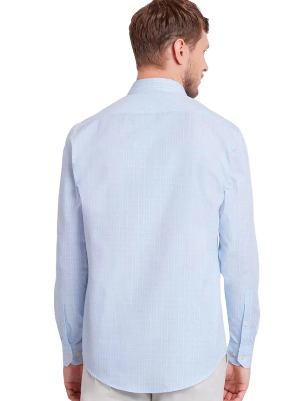 Camisa Aramis Masculina Tricoline Regular Micro Xadrez Azul Claro