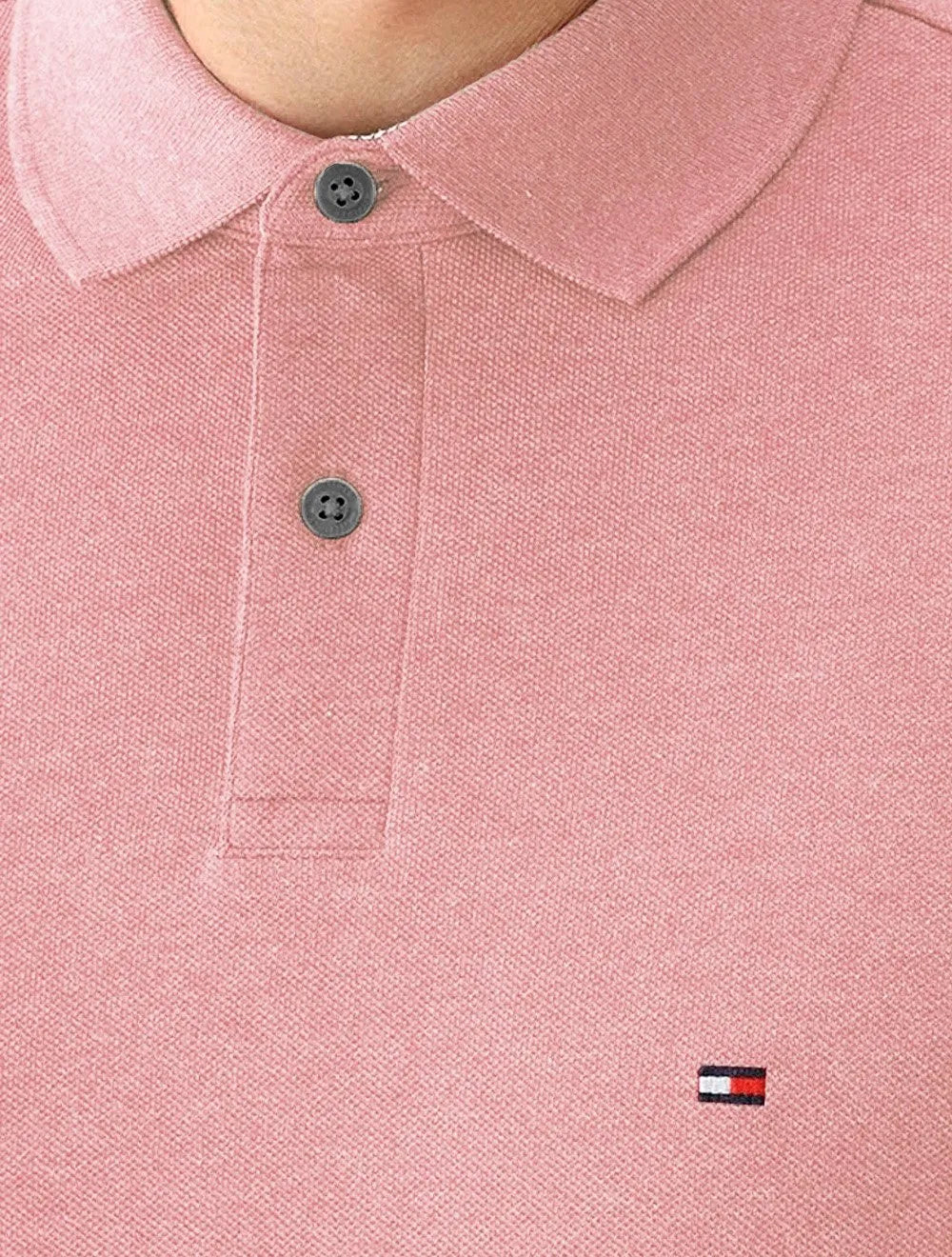 Polo Tommy Hilfiger Masculina Regular Piquet 1985 Rosa Claro Mescla