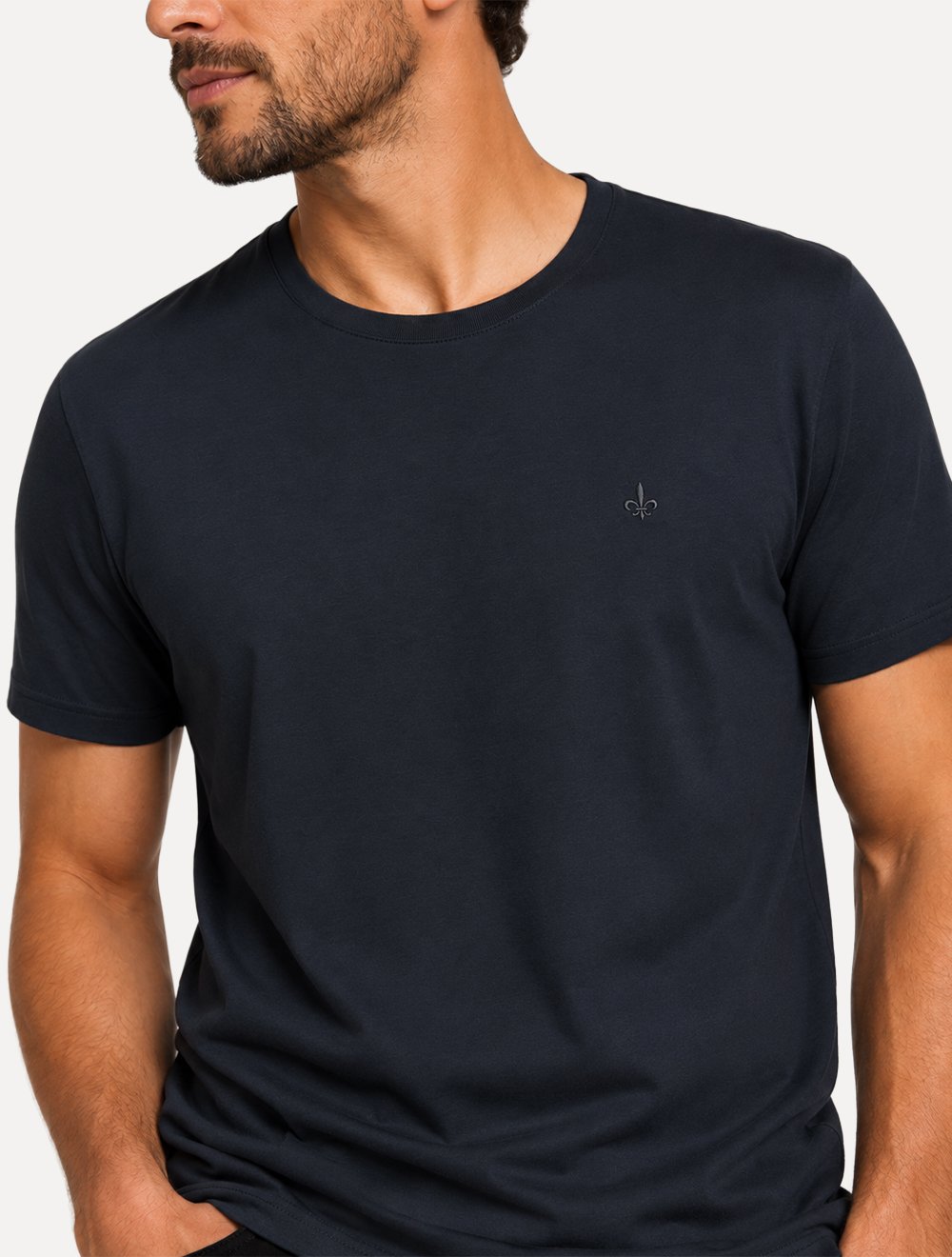 Camiseta Dudalina Masculina Essentials Modal Logo Azul Petróleo