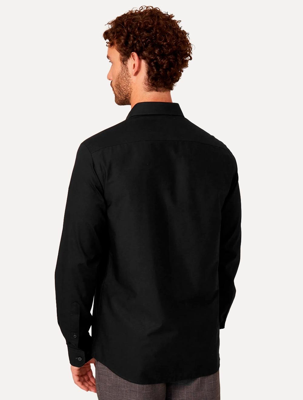 Camisa Dudalina Masculina Slim Tricoline Lisa Preta