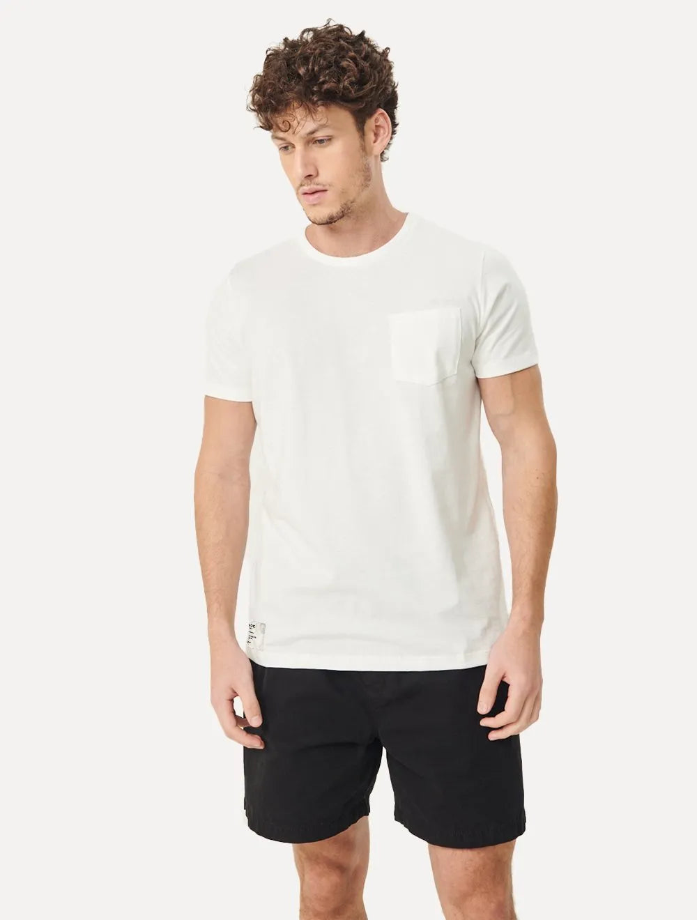 Camiseta King & Joe Masculina Slim Eco Crewneck Pocket Off-White