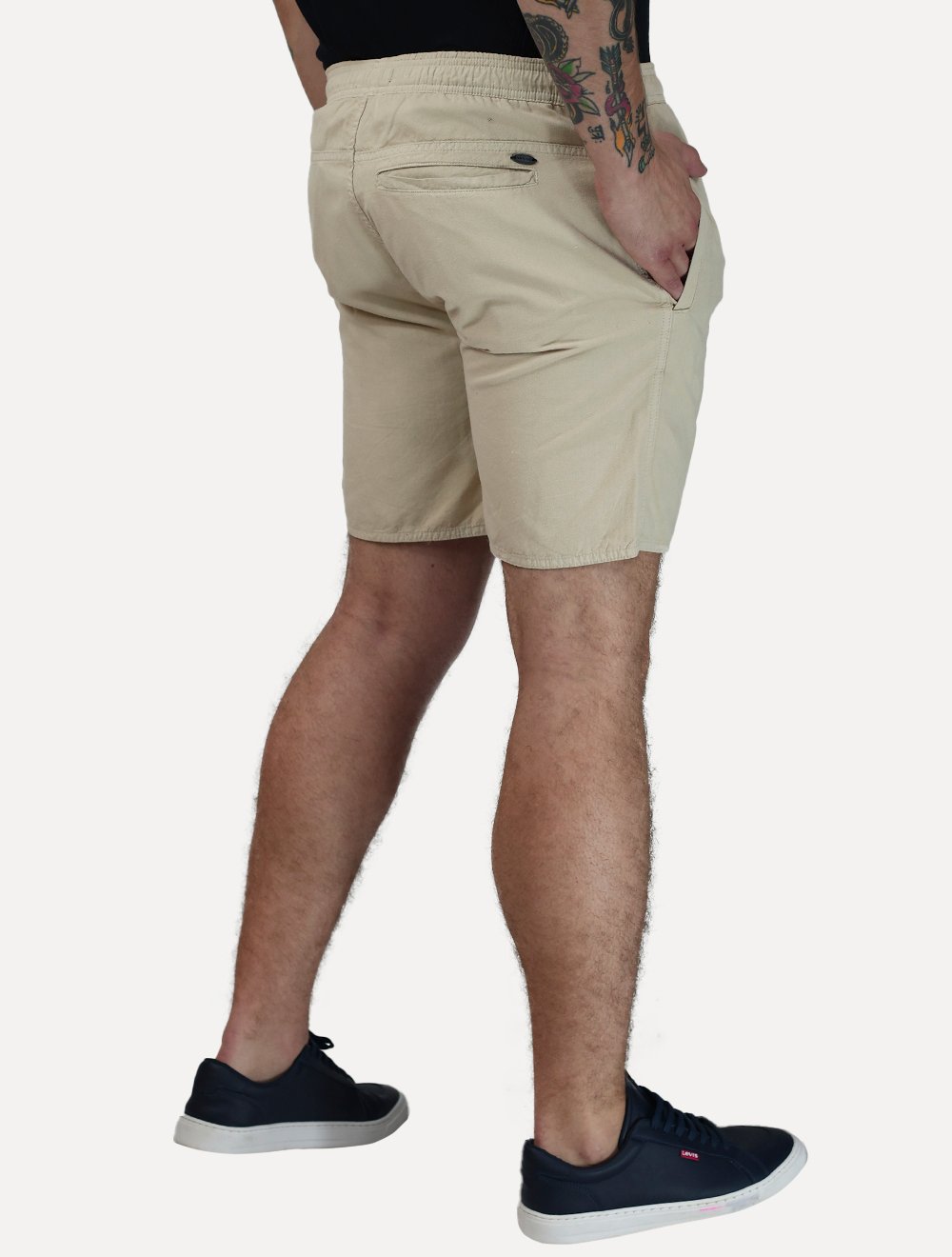 Short Aramis Masculino Elástico Color Liso Cáqui