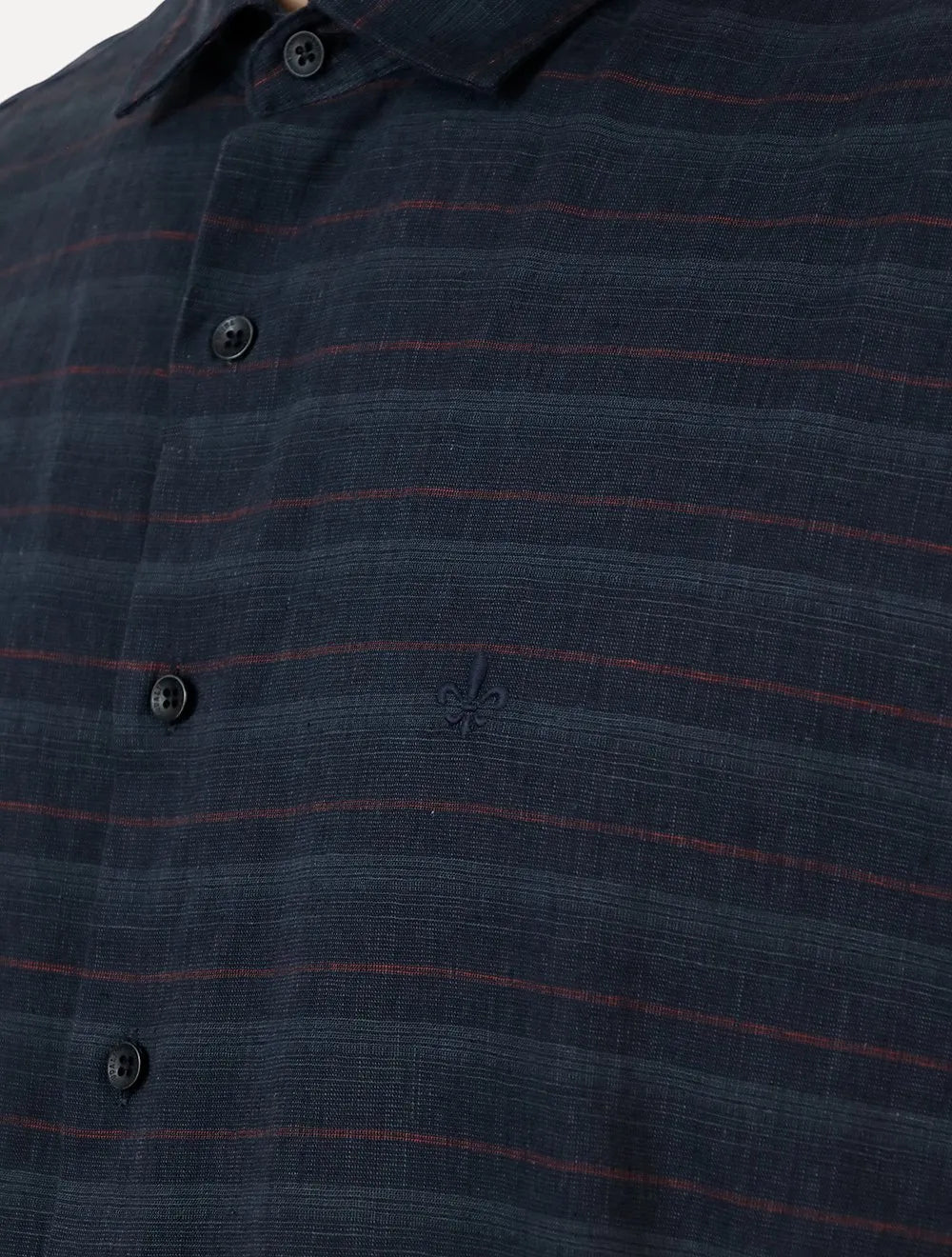 Camisa Dudalina Masculina Comfort Linen Blend Azul Marinho