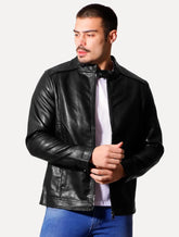 Jaqueta Victory Eagle Masculina PU Leather Recortes Preta