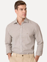 Camisa Dudalina Masculina Comfort Superfine Regular Xadrez Mono Logo Marron Claro