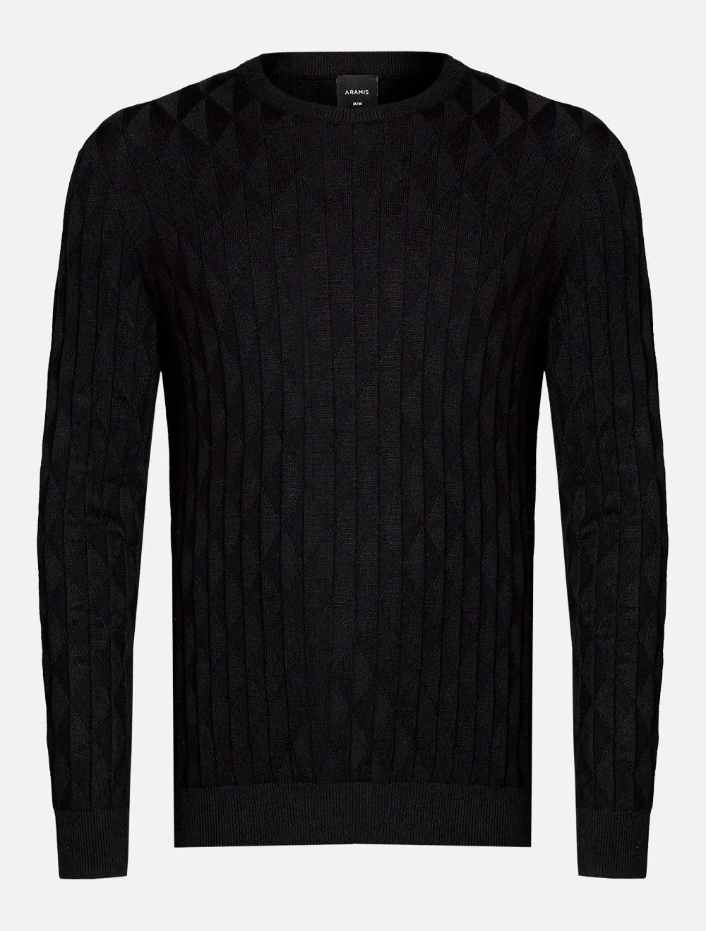 Suéter Aramis Masculino Tricot Crewneck Jacquard Triangulos Preto