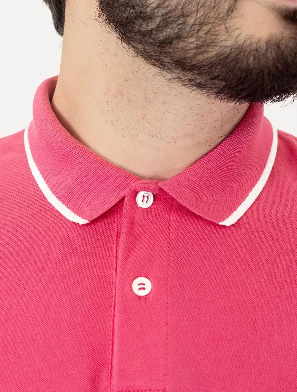Polo Colcci | Piquet Friso Logo Bordado Rosa