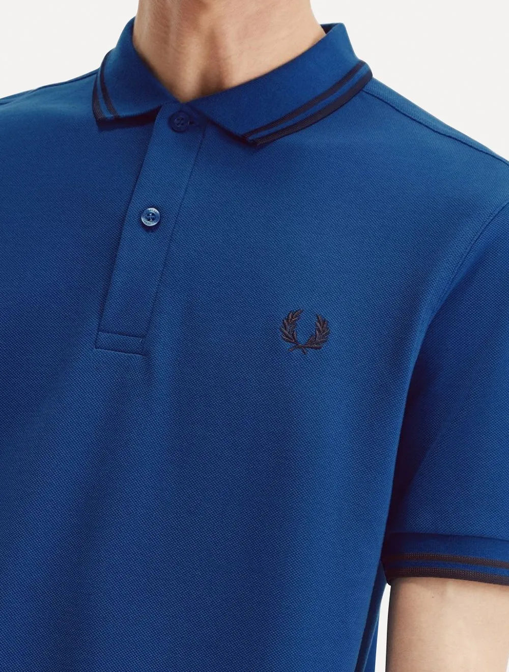 Polo Fred Perry Masculina Piquet Regular Black Twin Tipped Azul