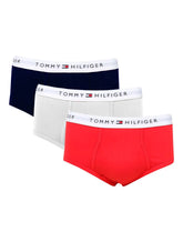 Cueca Tommy Hilfiger Cotton Stretch Brief Vermelha/ Marinho/ Branca Pack 3UN