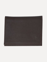 Carteira Original Penguin Masculina Couro Mini Vertical Logo Marrom Café