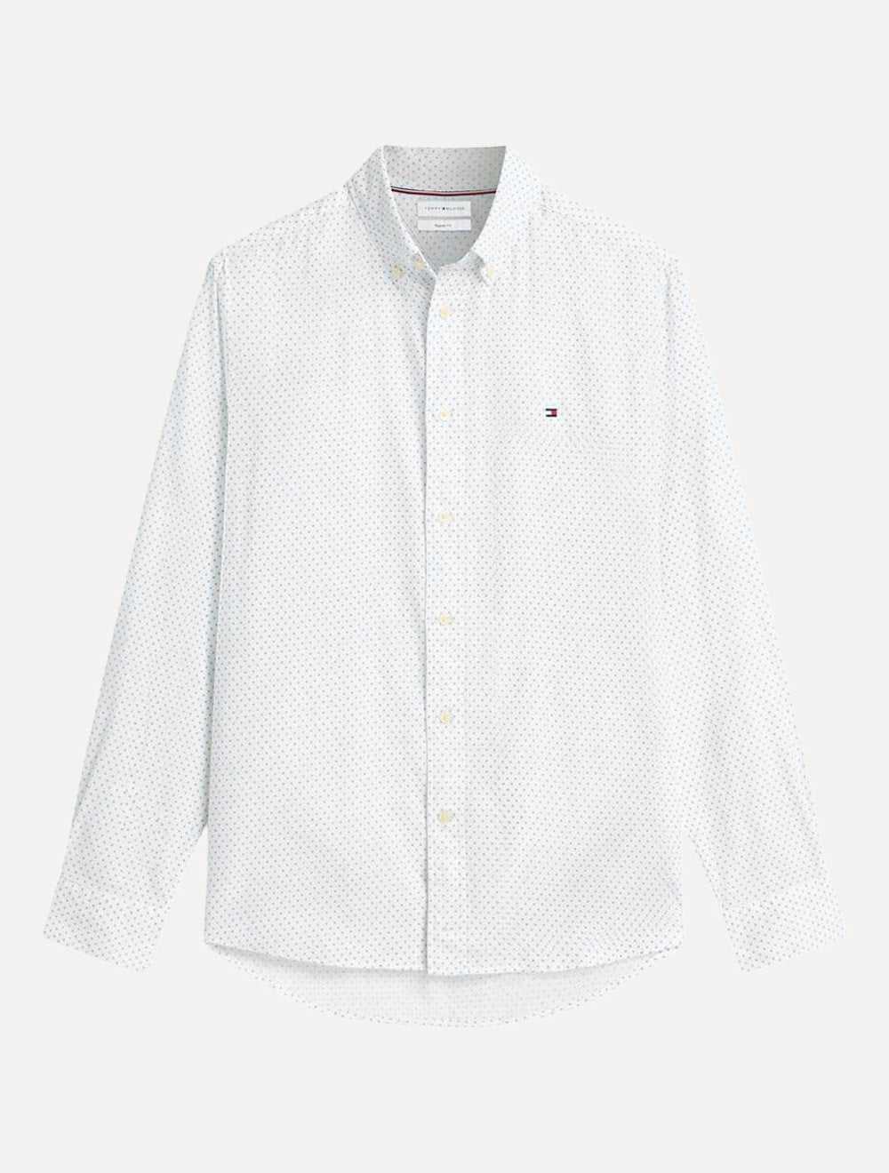 Camisa Tommy Hilfiger Masculina Flex Poplin Mini Print Shirt Branco