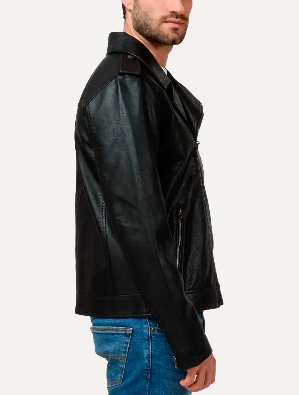 Jaqueta Levis Masculina Couro Standart Asym Motorcycle Preta