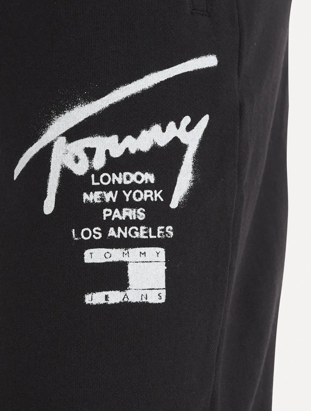 Calça Tommy Jeans Moletom Masculina Spray Logo Preta