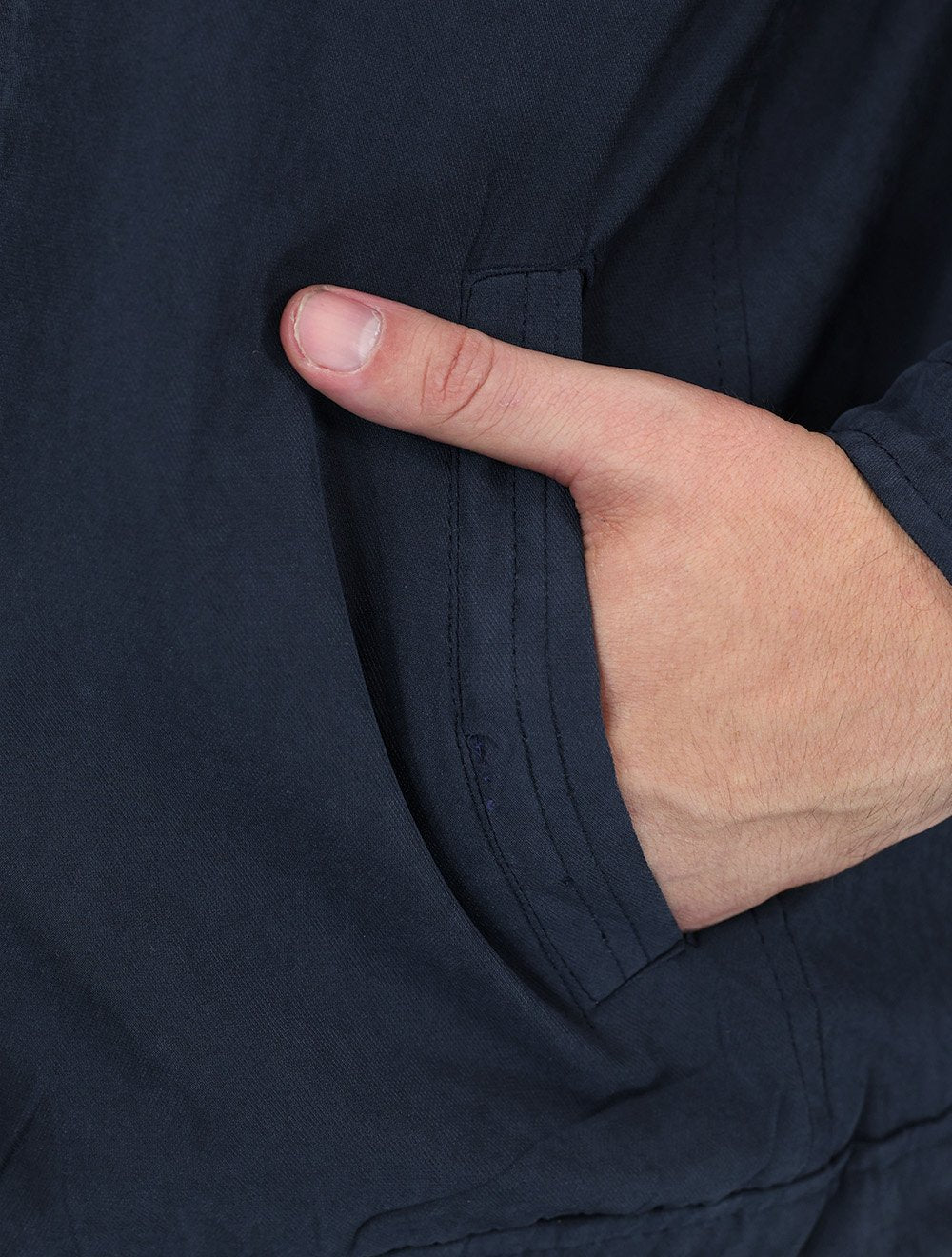 Jaqueta Dixen Masculina Sarja Forrada Zíper Frontal Pesponto nas Mangas Azul Marinho