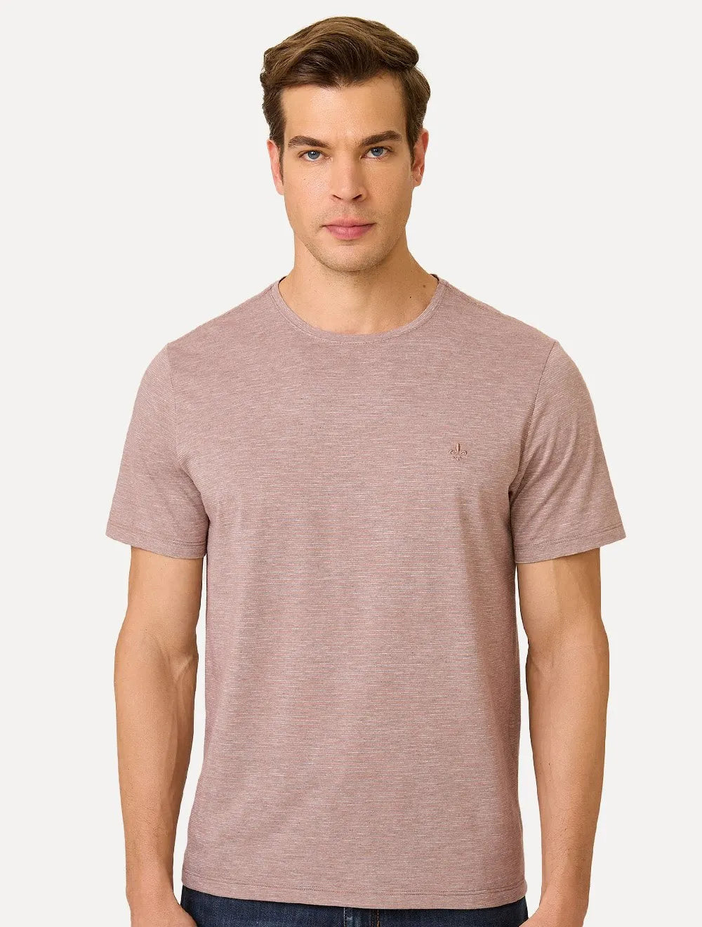 Camiseta Dudalina Masculina Mini Stripes Rosa Médio