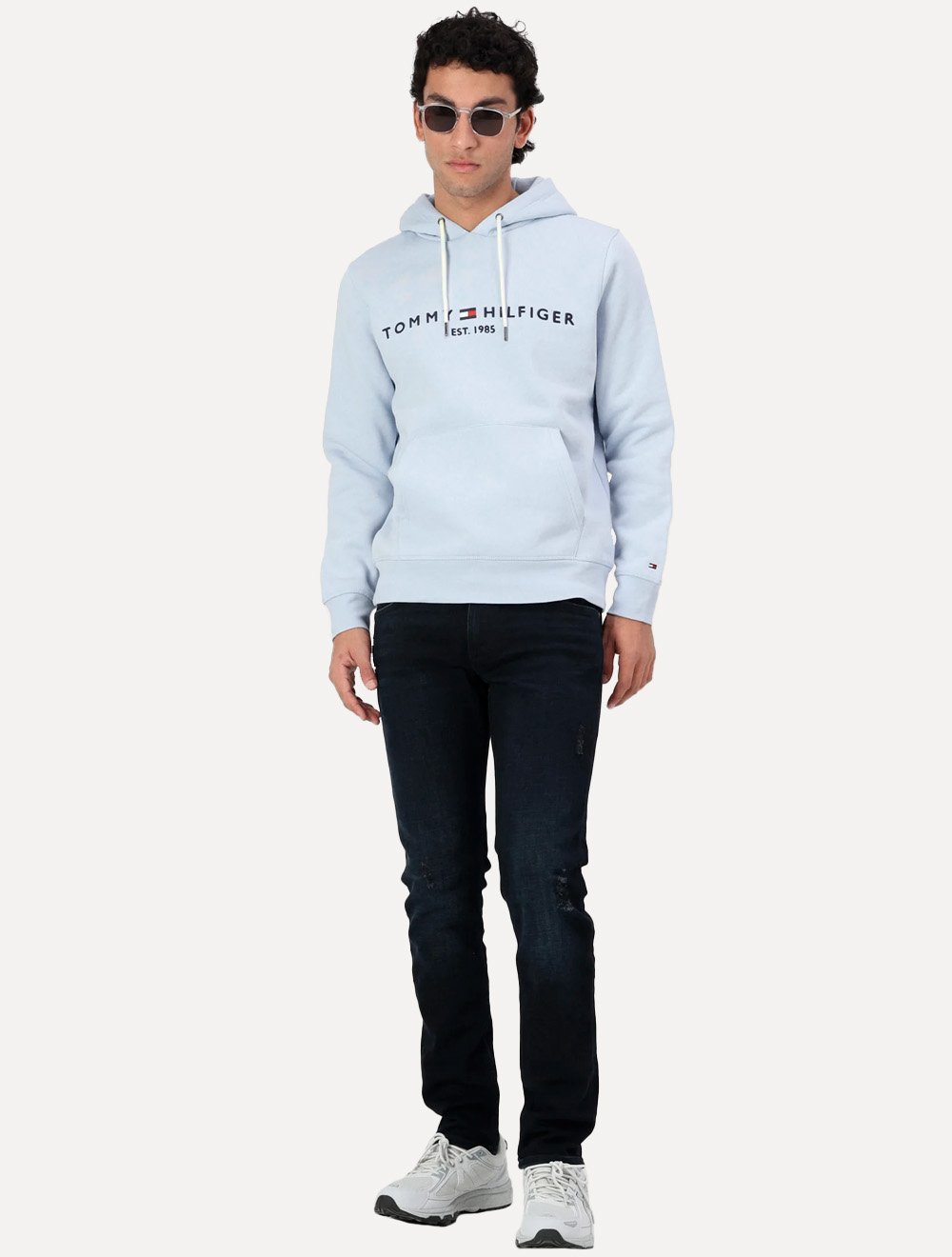 Moletom Tommy Hilfiger Masculino Hoodie Logo Core Azul Claro
