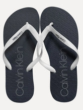 Chinelo Calvin Klein Swimwear Silk Waves Logo Azul Marinho