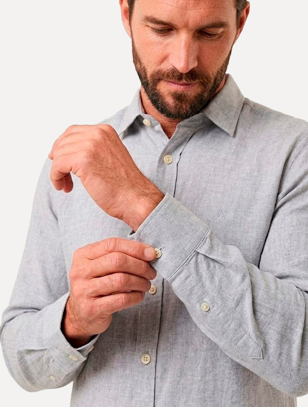 Camisa Aramis Masculina Slim Algodão Willis Cinza Claro