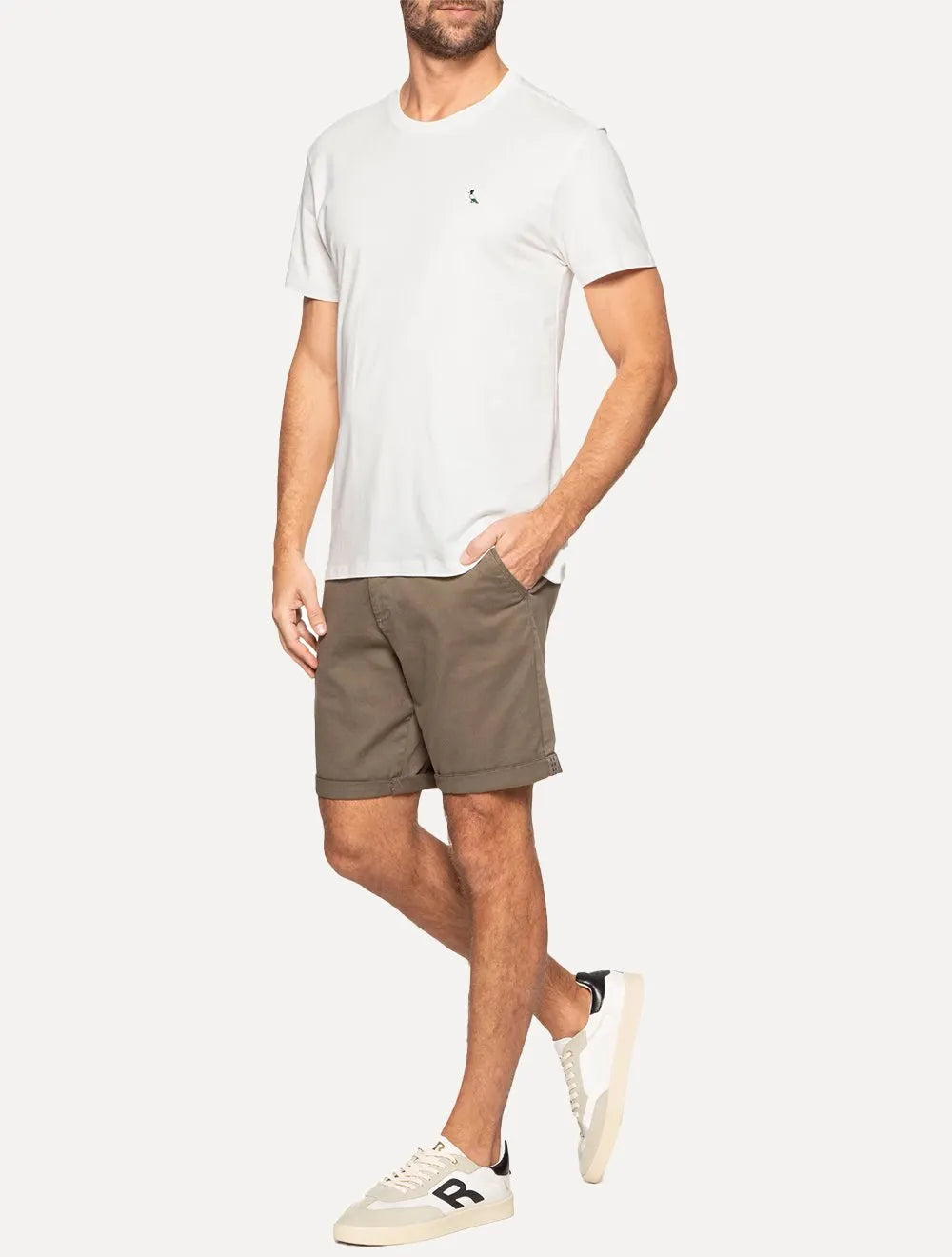 Camiseta Reserva Masculina Regular Patch Tricolor Off-White